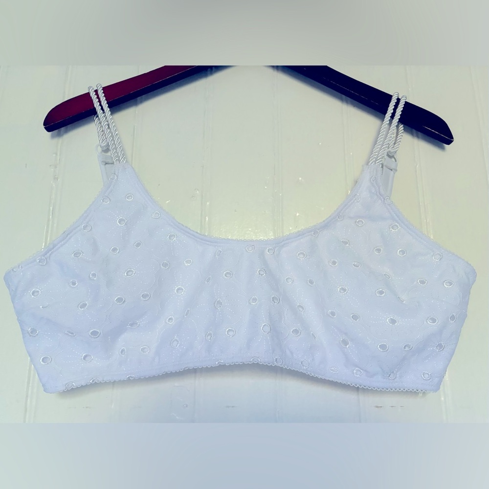 *3 for $20* ASOS White Eyelet Bikini Top, Unique Double Braided Straps, sz 14